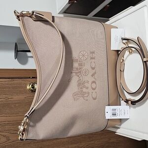 WEEKEND SALE...Coach Canvas Large Laurel...Natural Dark Multi Shoulder Bag